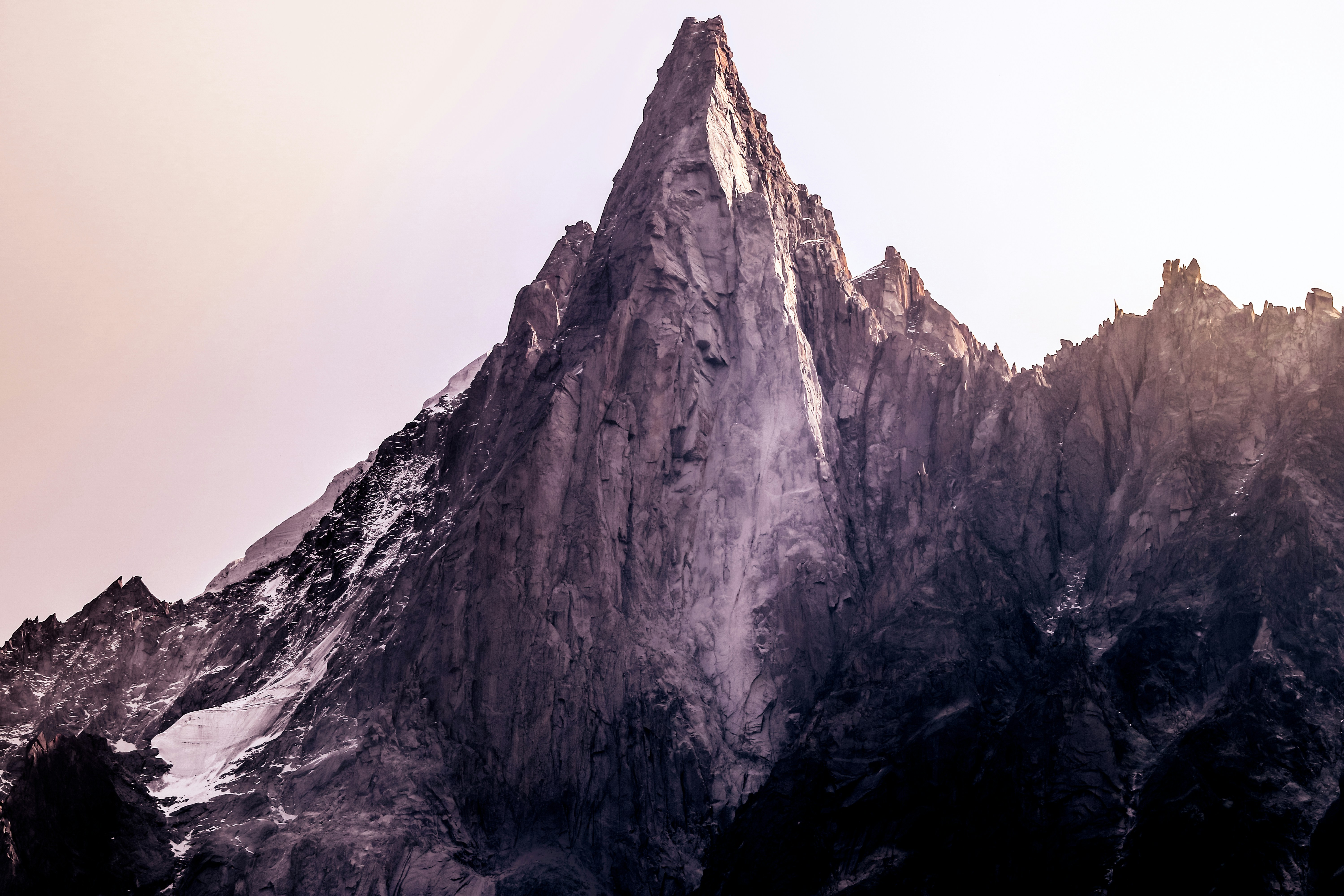 View on the Aiguille de Dru just opposite of the Mer de Glace station above Chamonix, France.