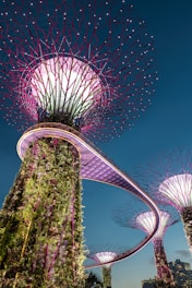 purple tree light Singapore landmark