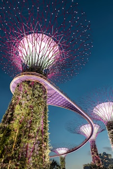 purple tree light Singapore landmark