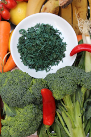 Close-up of a colorful jungle diet plate with natural ingredients