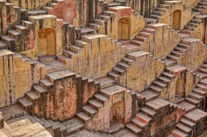 a very large group of stone structures in a park