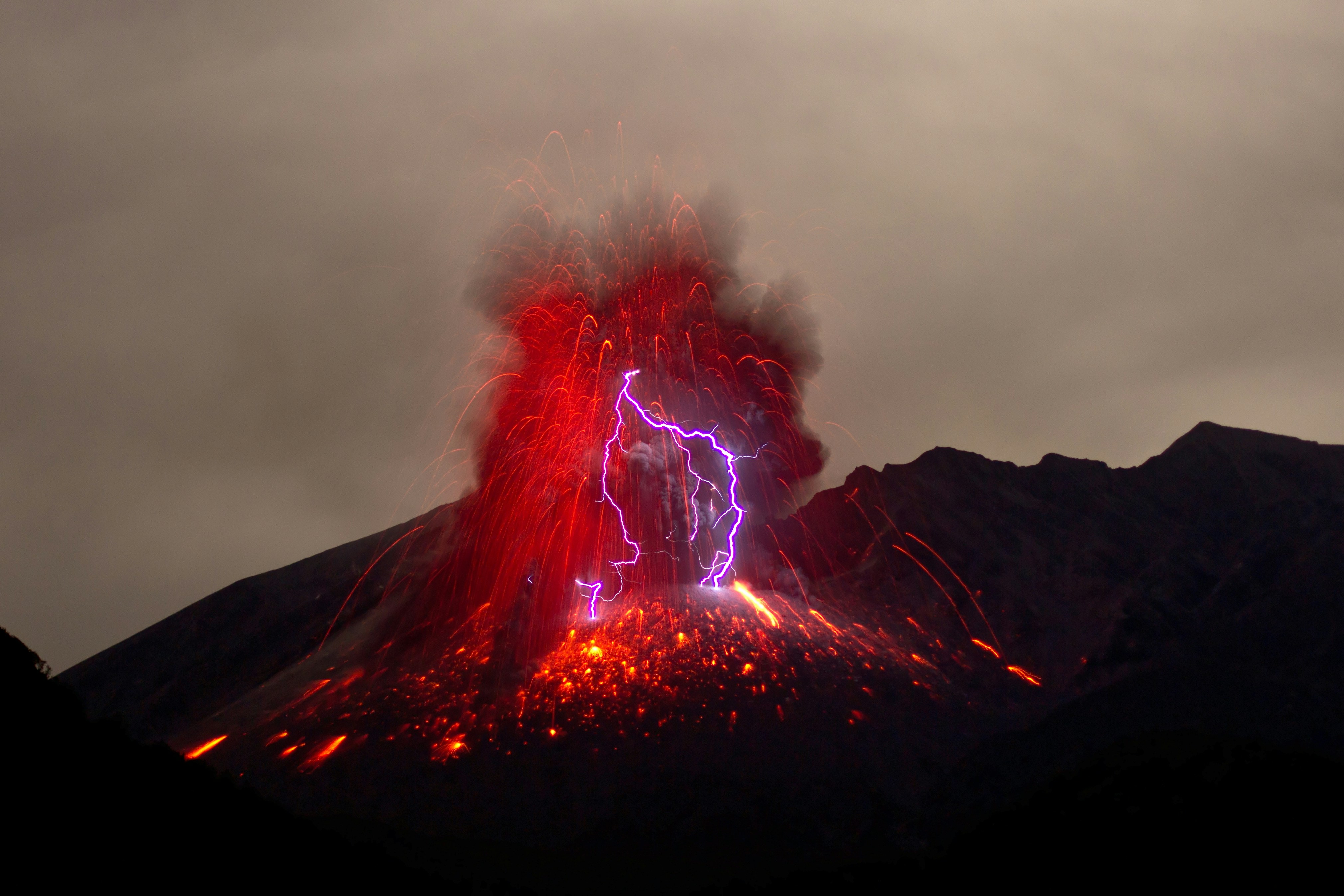 I shot this pic at Sakurajima volcano on japanese island Kyushu in 2013. After nights of waiting with minor eruptions without lightning, i captured this amazing pic.