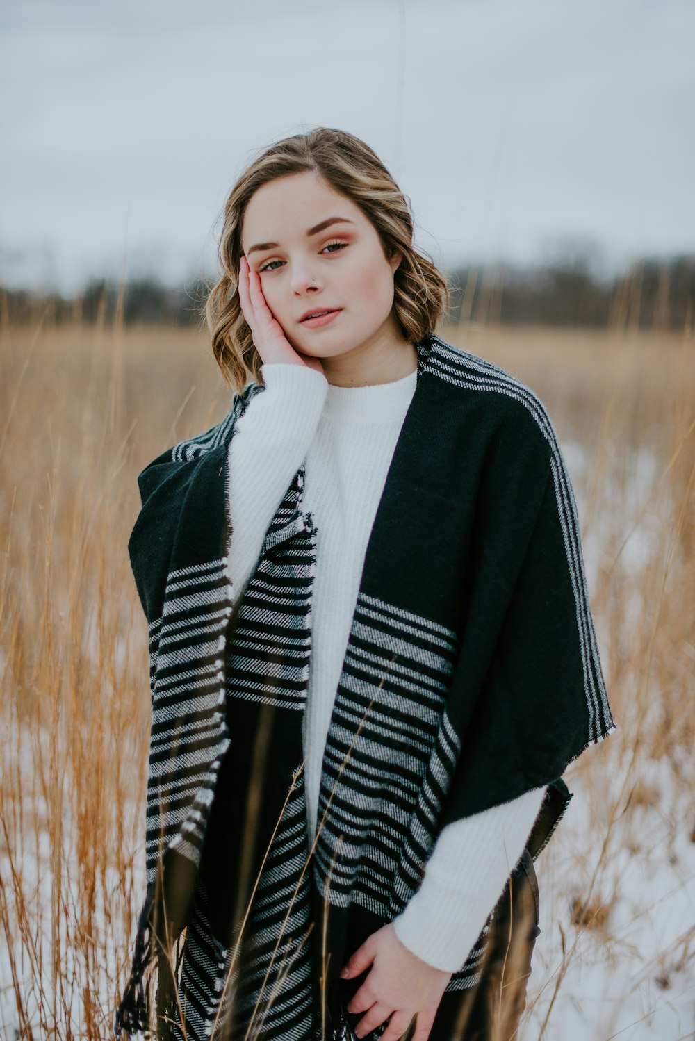 woman wearing black cardigan