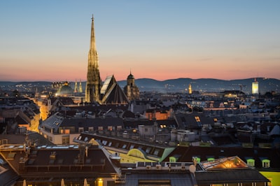 aerial photography of city buildings austria teams background