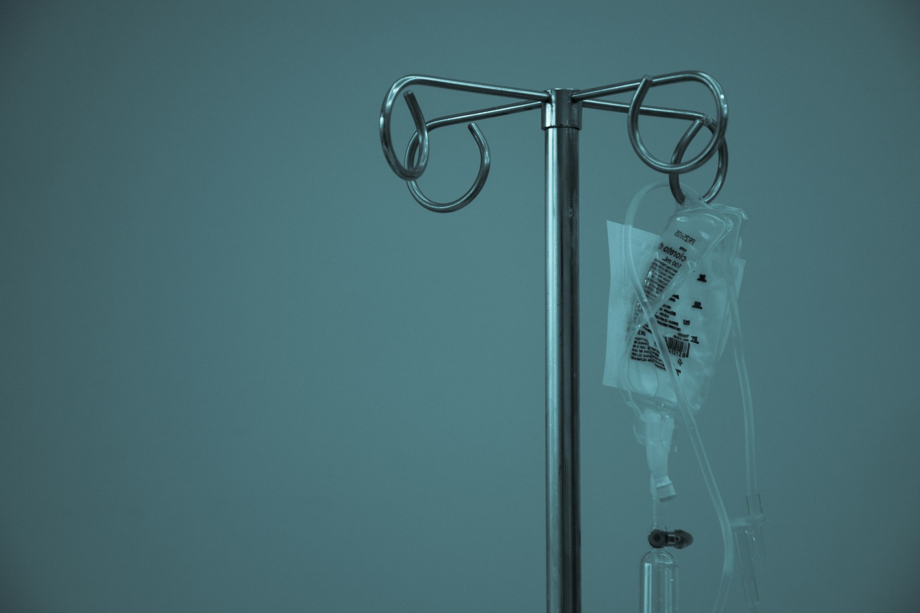 Intravenous drip stand in a clinic infusion room