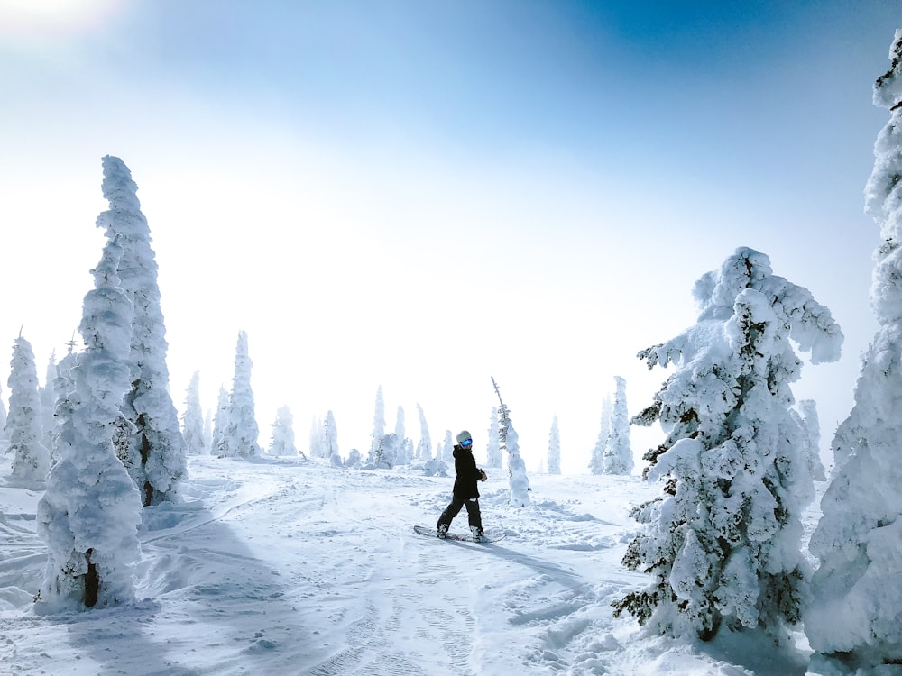 man walking on snow