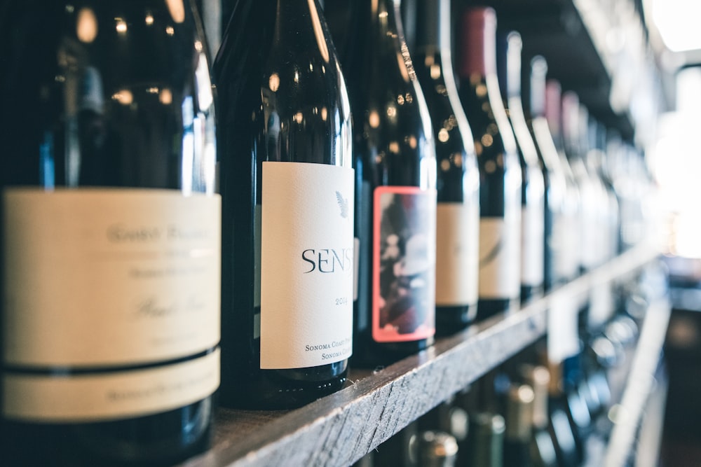 organized bottles on shelf