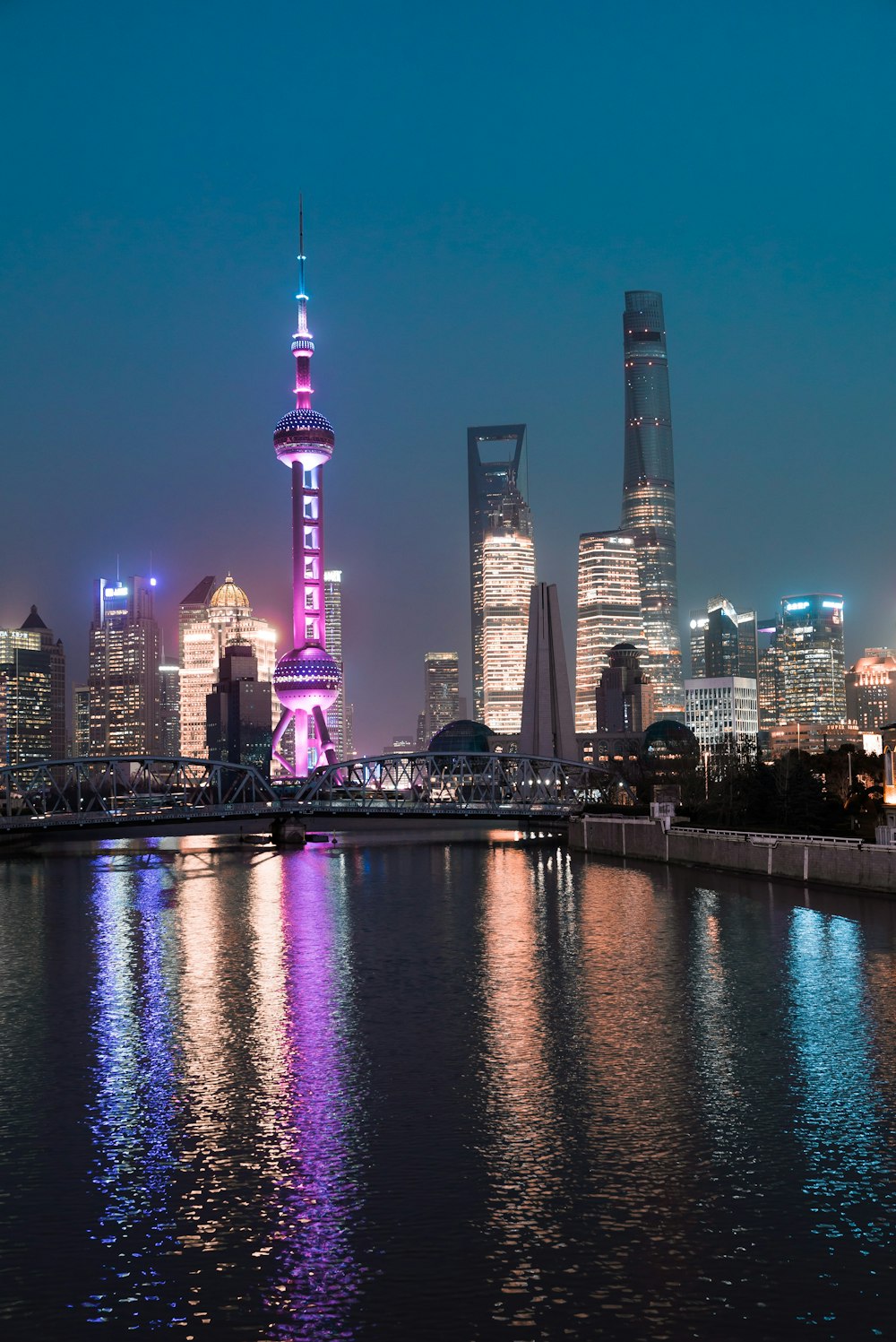 city skyline at night