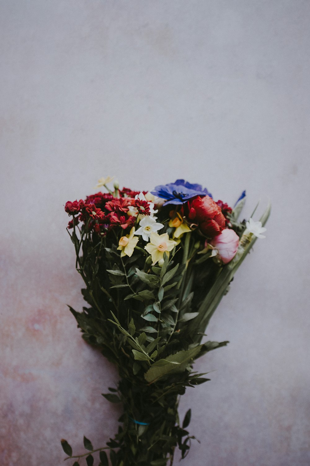 photo of bouquet red, white, and purple flowers