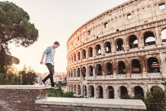 man jumping on edges in Palatine Museum on Palatine Hill Italy