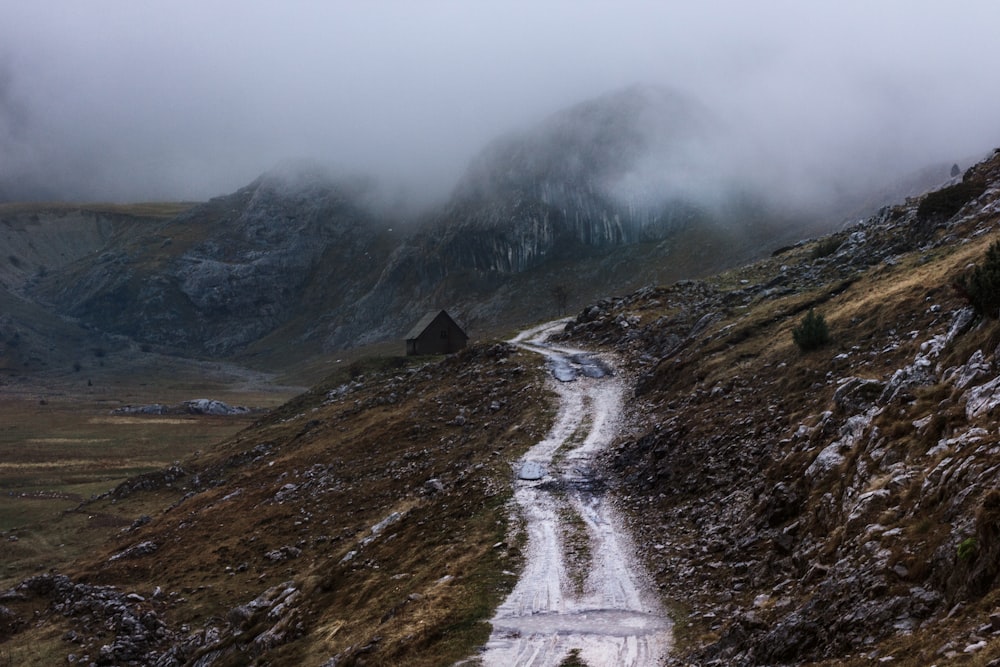 white road on mountain