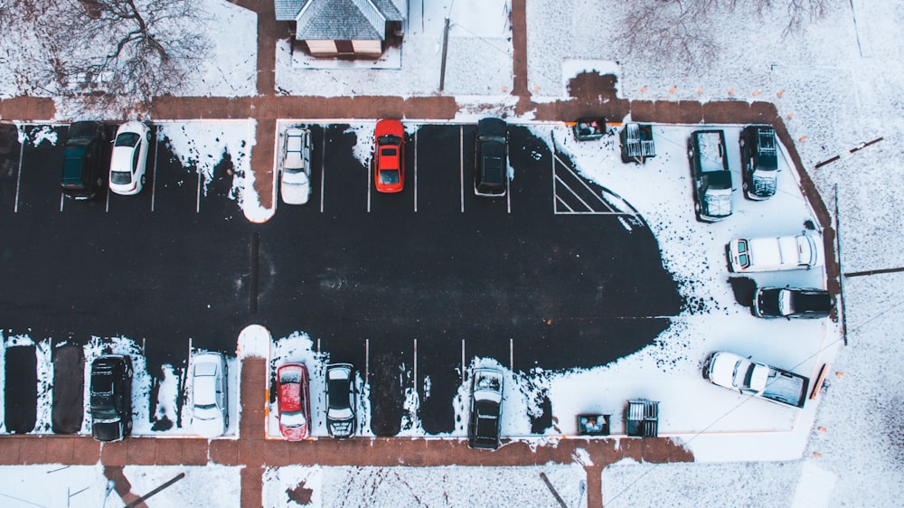 aerial photography of park cars