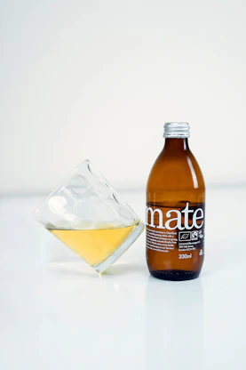 mate liquor bottle and shot glass