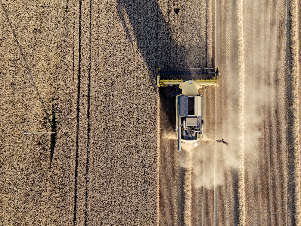 aerial shot of crop field