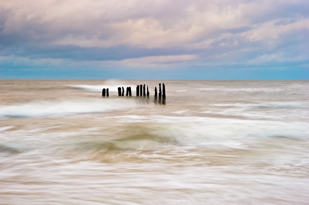 time-lapse photography of brown dock