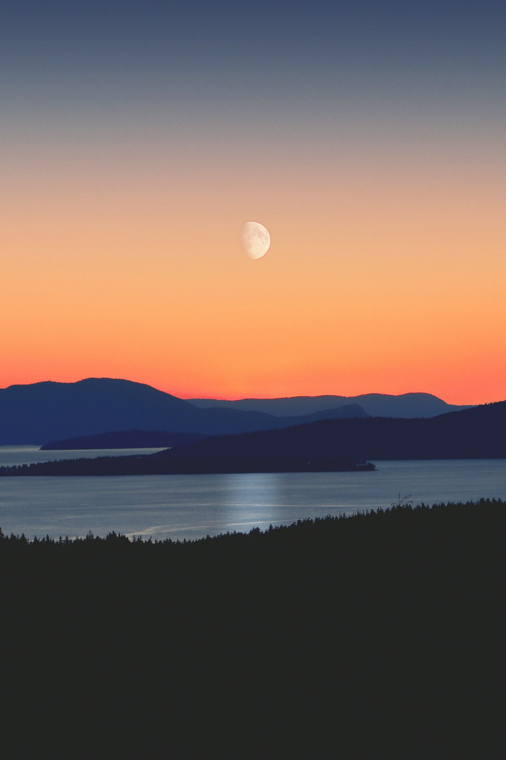 silhouette of mountains next to body of water