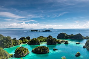 islets surrounded by body of water during daytime