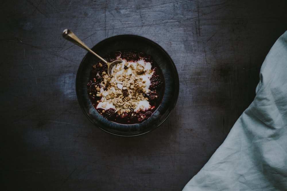 round black bowl with spoon