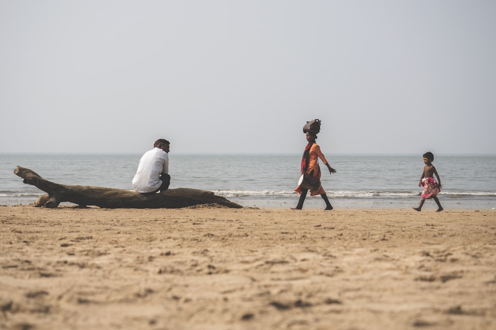 man sitting on drift wood