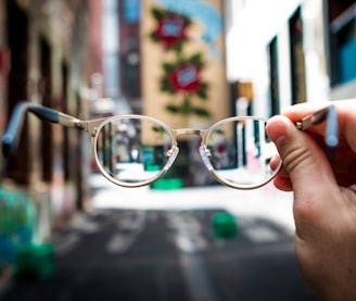 person holding eyeglasses