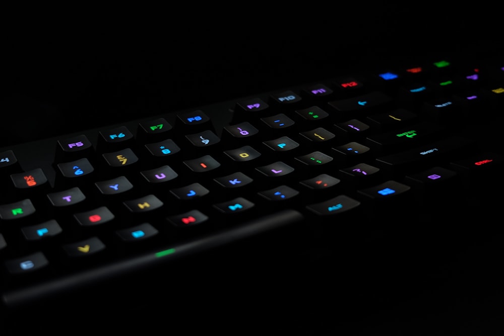 black computer keyboard on black surface