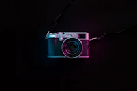 black and silver SLR camera