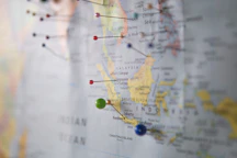 world map with pins