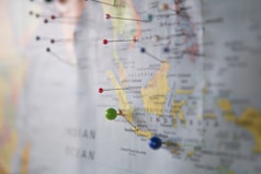 world map with pins