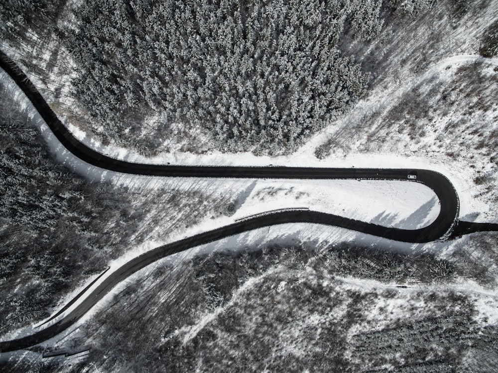 bird's-eye view photography of road