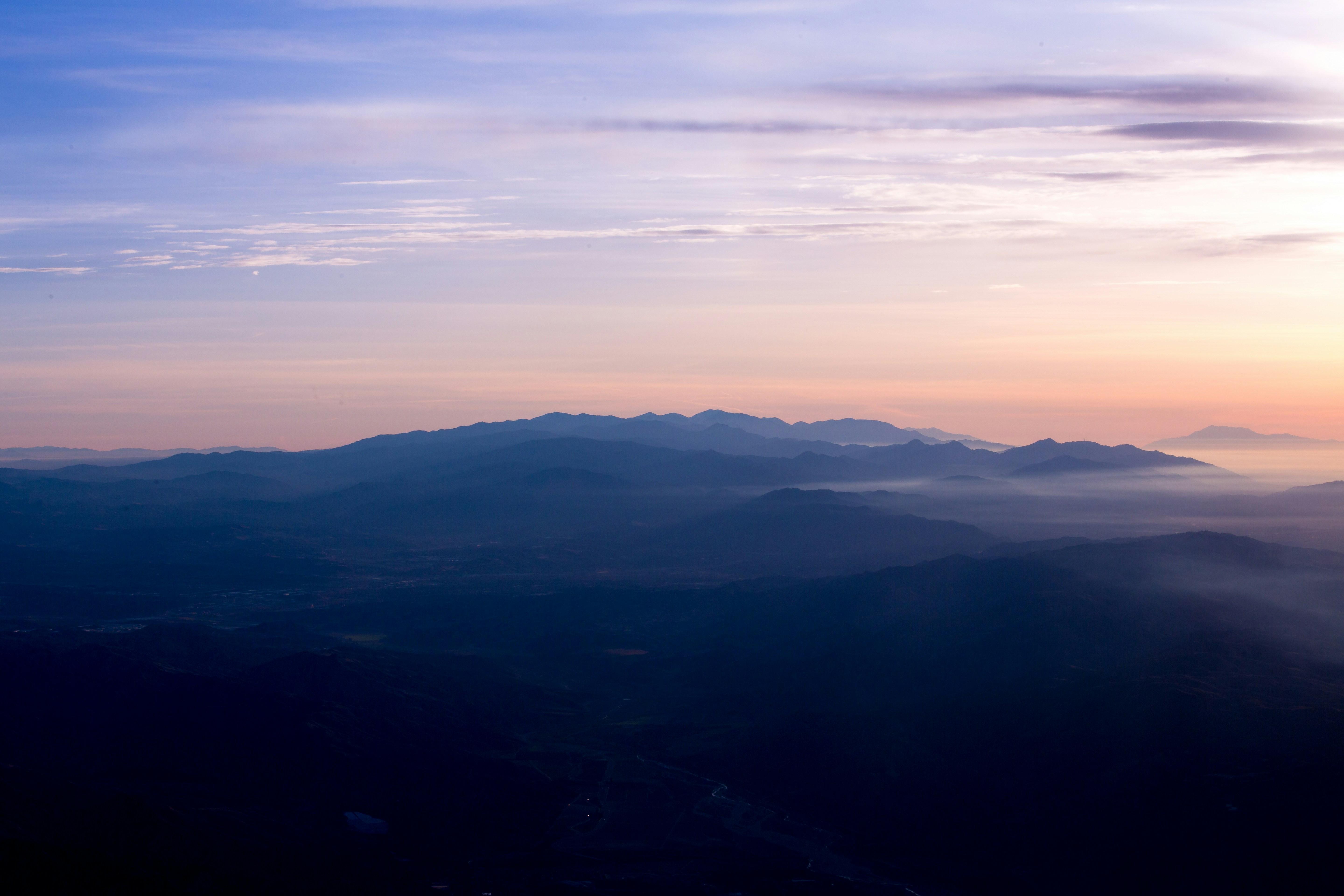 aerial view of blue mountains
