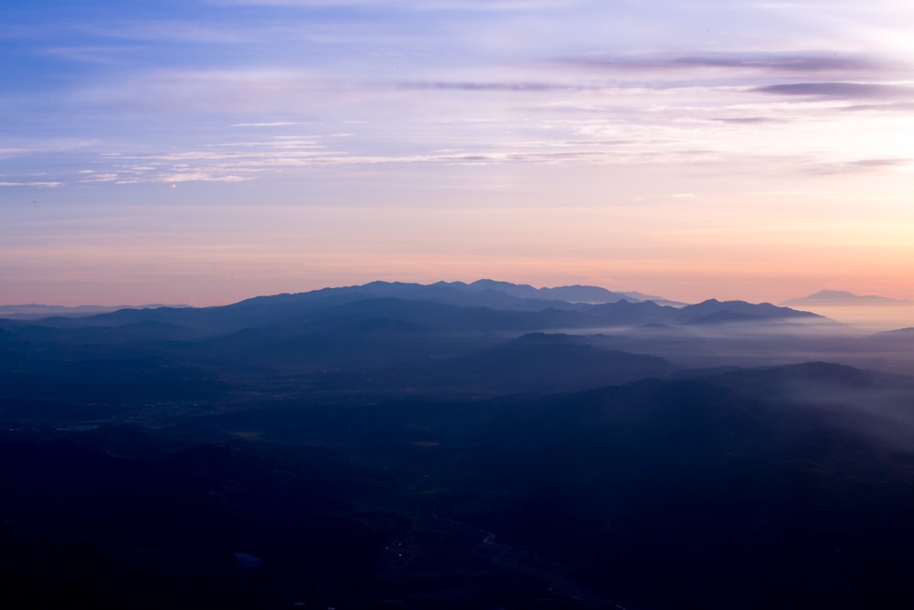 aerial view of blue mountains