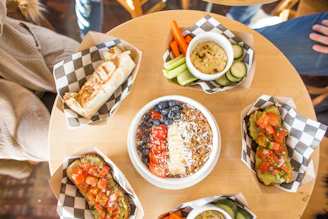 flat lay photography pf food on table