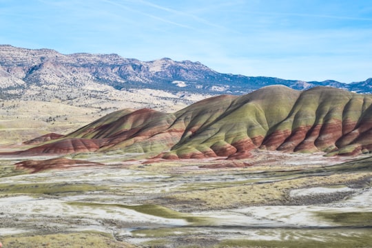green grass field near mountain in John Day Fossil Beds National Monument, Painted Hills United States