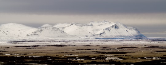 landscape photo of snow covered mountain in Borgarfjörður Iceland