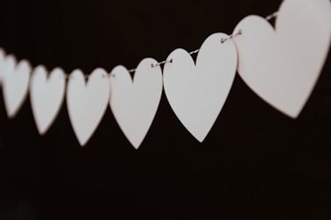 closeup photo of white heart bunting