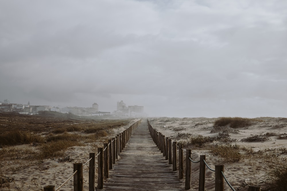 dock under cloudy sky