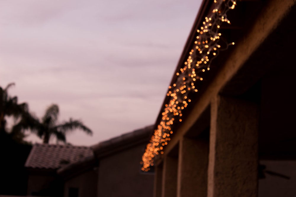 string lights on wall