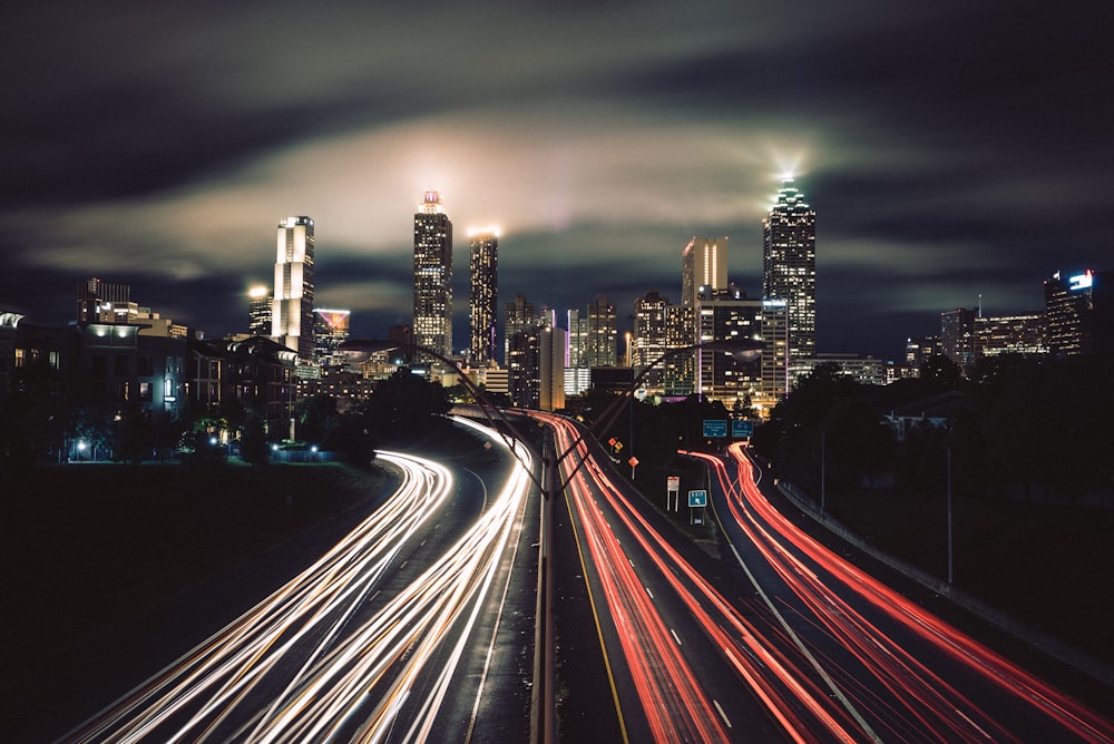 time-lapse photography of city night lights