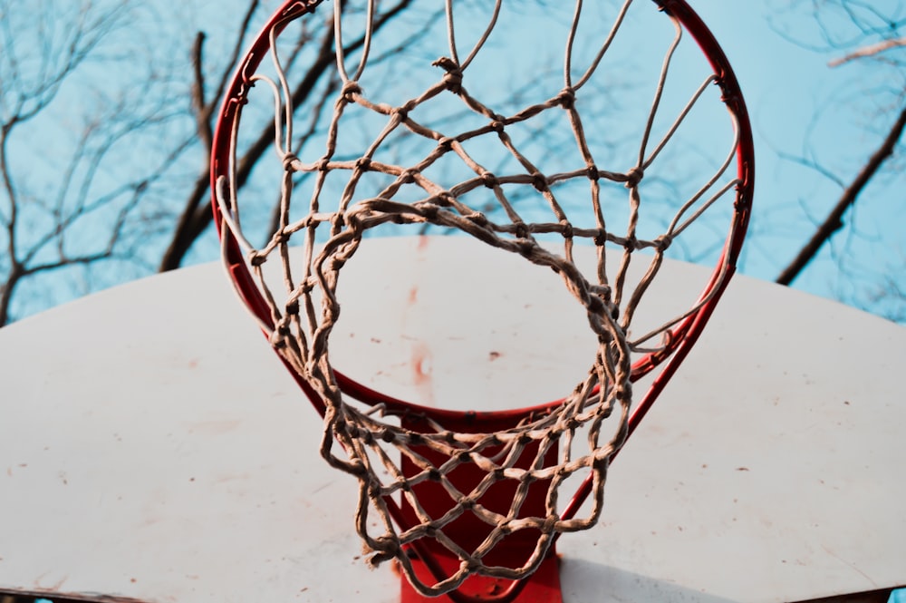 low angel view of basketball hoop