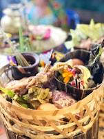 A joyful person receiving a Bellas Cestas breakfast basket as a surprise gift.