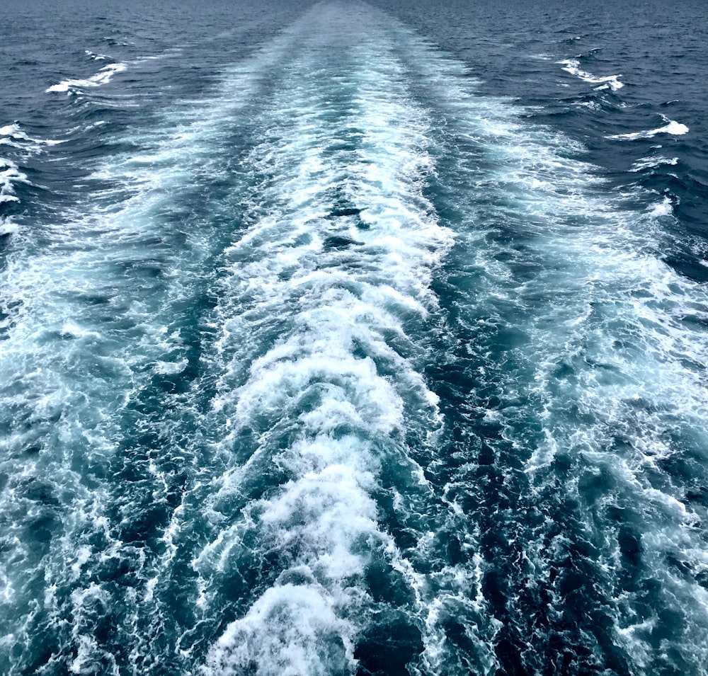 top view of boat water trails