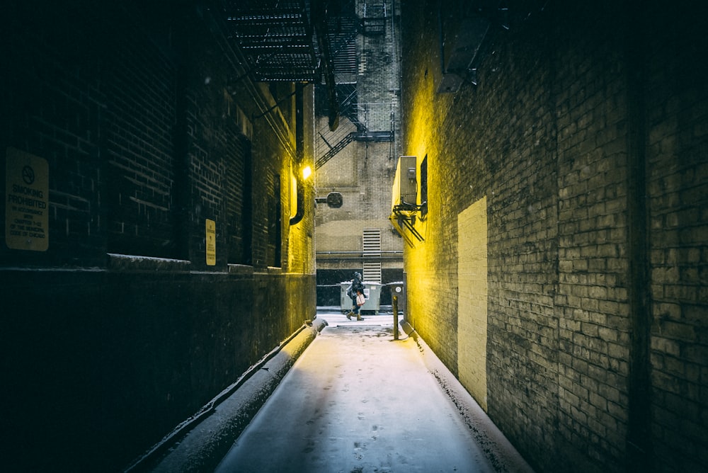 architectural photography of alley