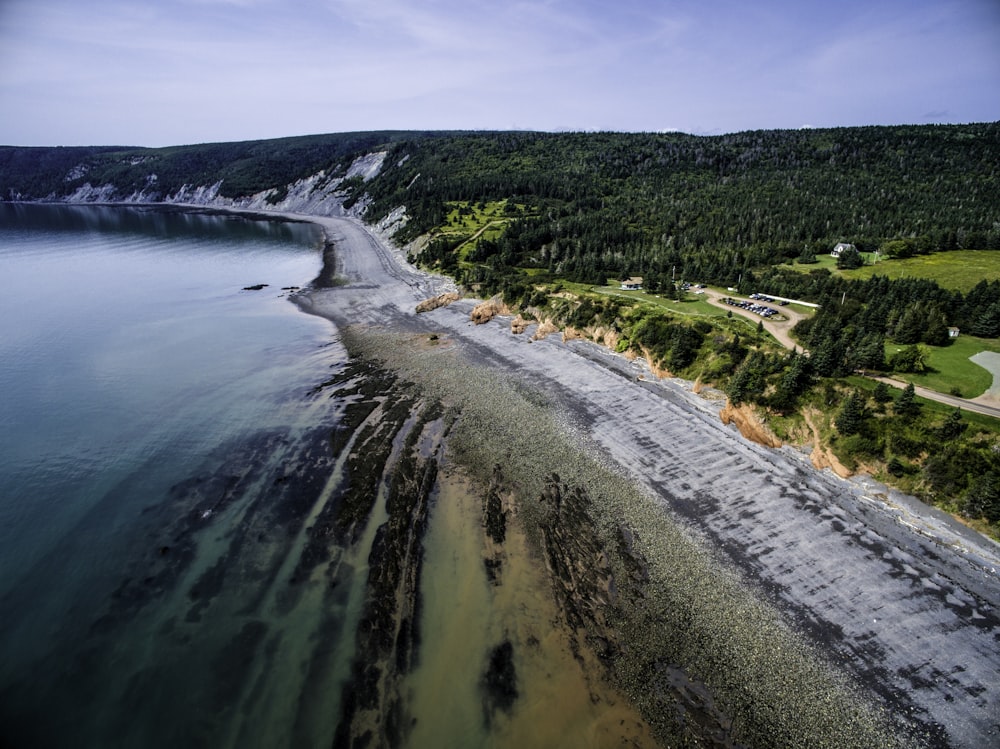 bird's eye-view photography of body of water