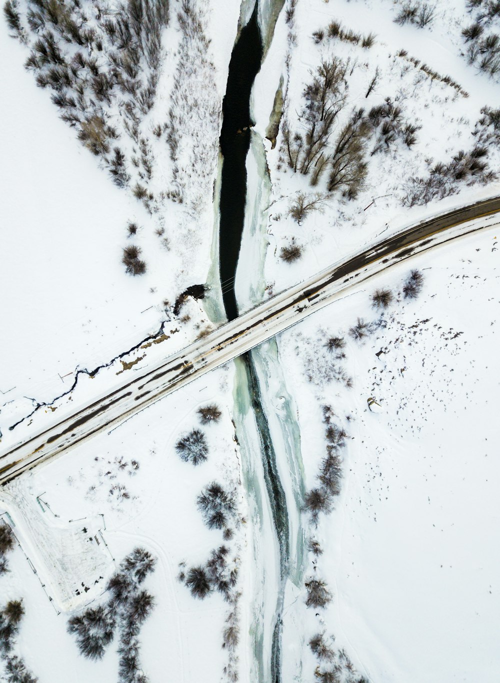 snow covered surface aerial photography