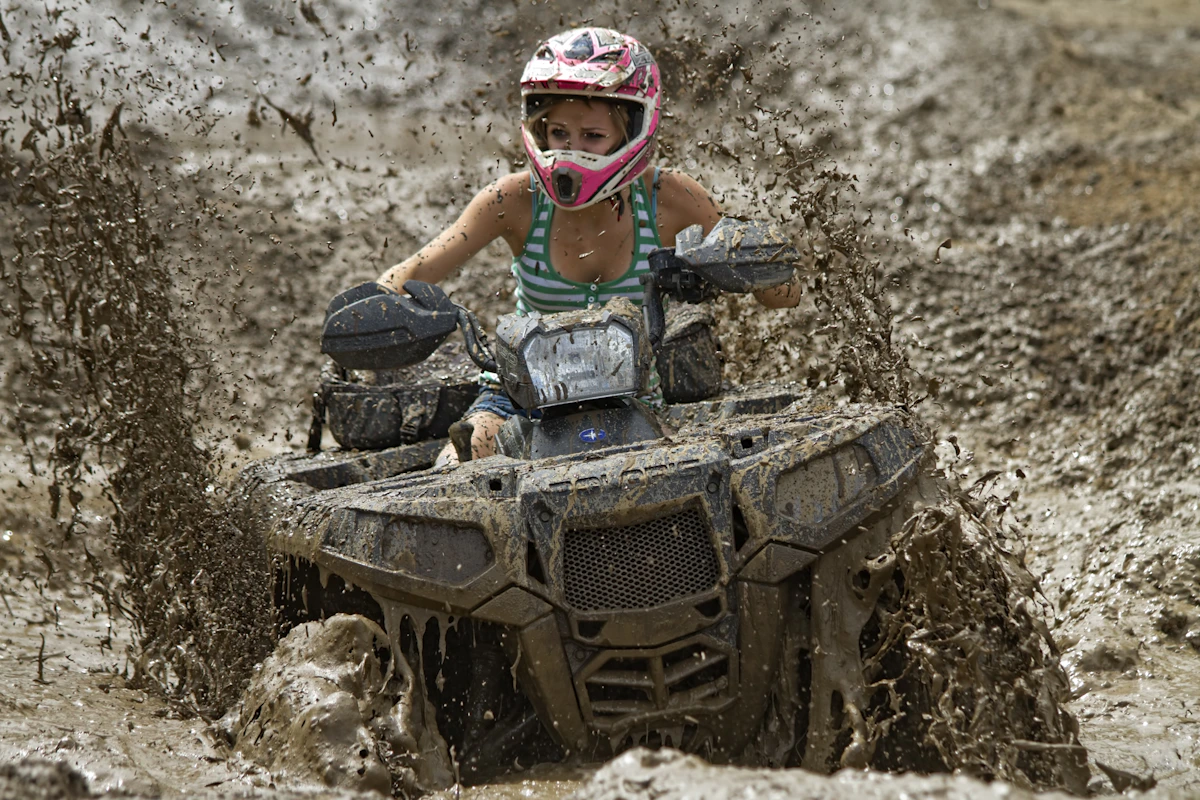 ATV rider wearing off-road safety gear