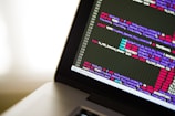 black and gray laptop showing programming language