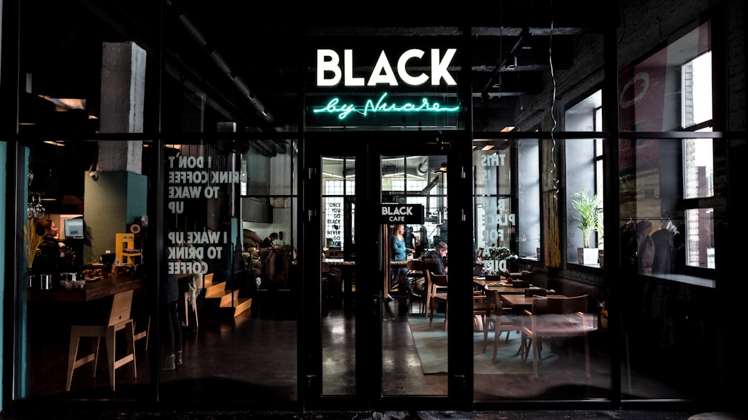 Black neon light signage, Black Cafe