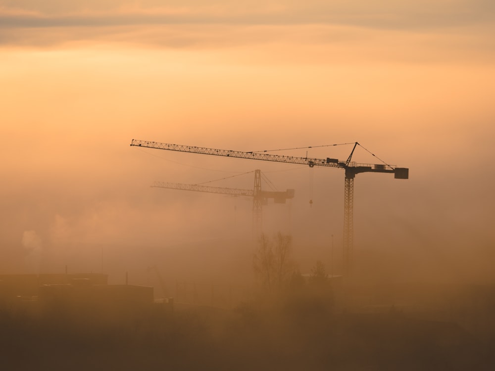 black and grey metal crane photography