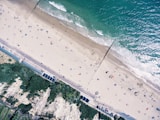 aerial photo of people near beach