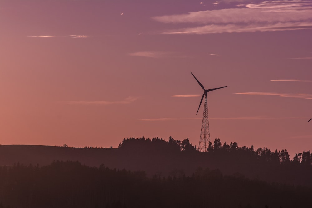 silhouette photography of trees near windmill